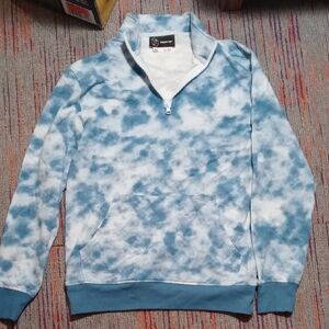 Original Use Blue Tie-Dye Zip-Up Sweater